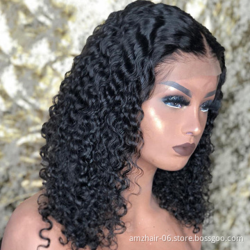Deep Wave Bob Wig Raw Peruvian Virgin Human Hair Hd Full Lace Front Wig For Black Women Glueless Transparent Lace Frontal Wig